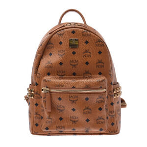 MCM Studded Cognac Leather Backpack
